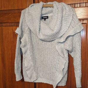Express Women's Light Gray Cowl Neck Sweater